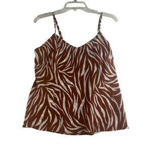 Time And Tru Womens Zebra Print Woven Cami Brown Size Small (4-6) New